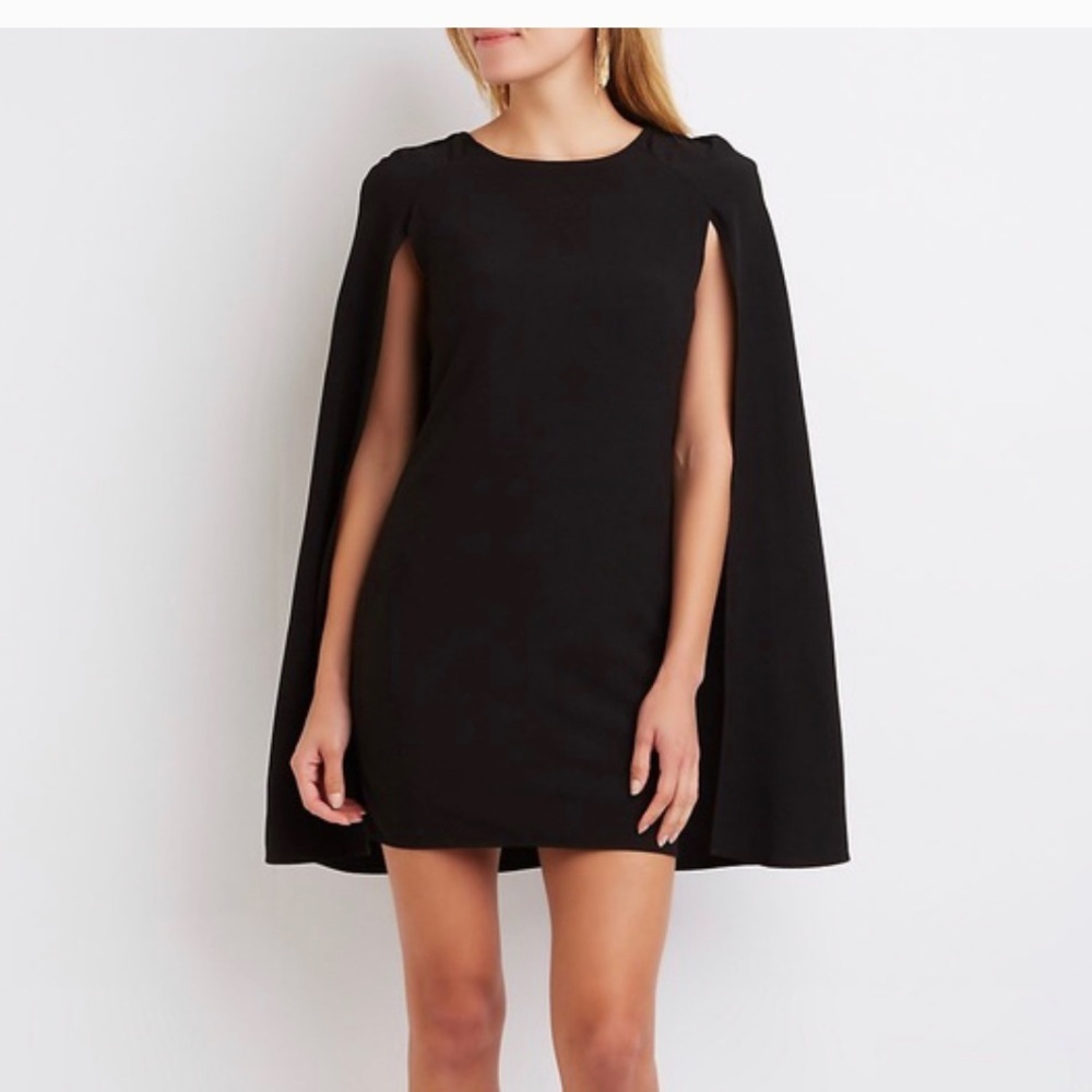 Black Body Con Cape Dress